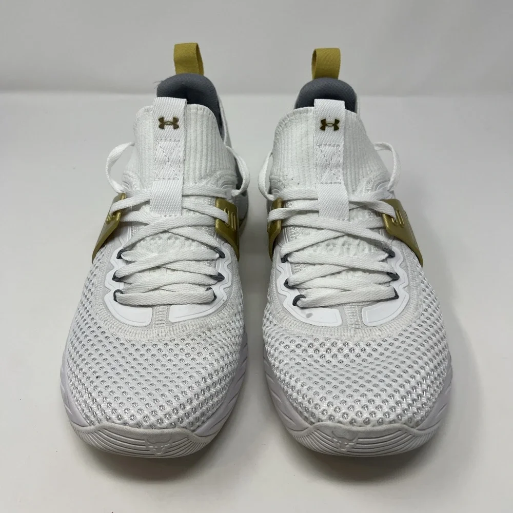 Under Armour Project Rock 4 Training Sneakers Shoes White Gold‎ Women's Size 10
